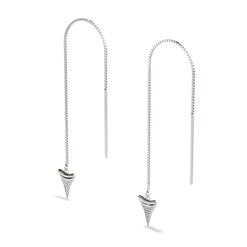 Haifischzahn-Ketten-Tropfen-Einfädler-Ohrringe von Lauren Howe | 925er Sterlingsilber | Kristall